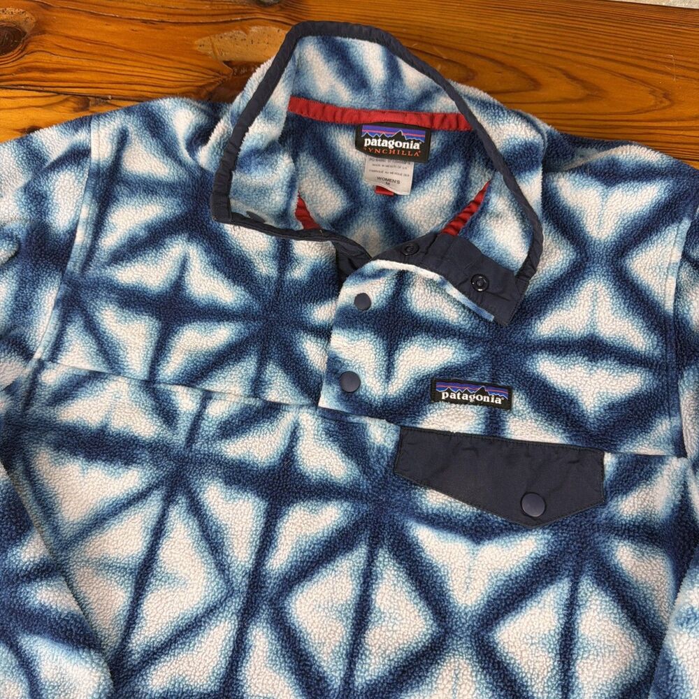 Patagonia Synchilla Snap-T Jacket Womens Medium Shibori Tie Dye Diamond - Picture 2 of 7